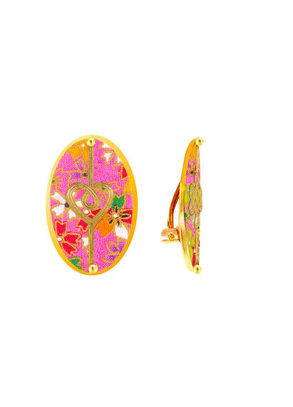 Orecchini Cuore E Infinito Clips Ovale Rosa - Lebole Maison