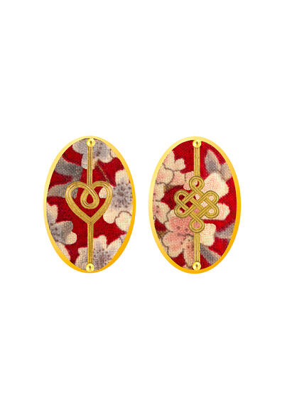 Orecchini Cuore E Infinito Clips Ovale Rubino - Lebole Maison