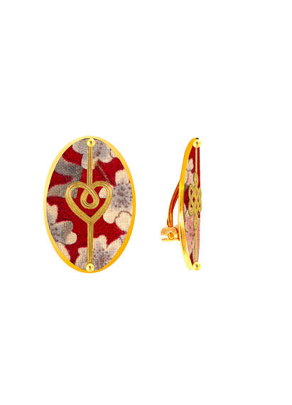 Orecchini Cuore E Infinito Clips Ovale Rubino - Lebole Maison