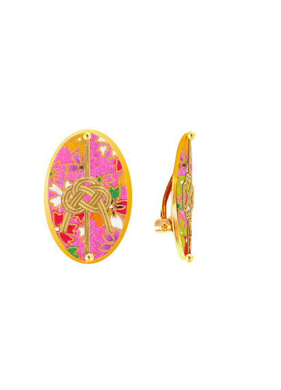 Orecchini Quadrifoglio E Nodo Rosa - Lebole Maison