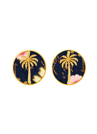 Orecchini Palma Clips Tondo Blu - Lebole Maison