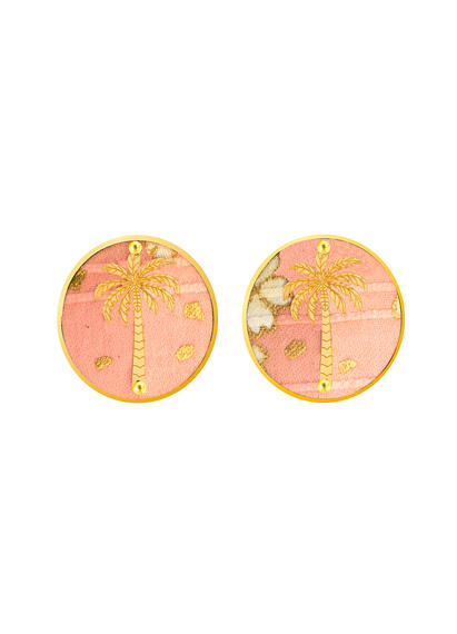 Orecchini Palma Clips Tondo Rosa - Lebole Maison