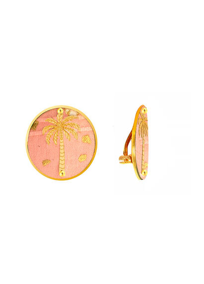 Orecchini Palma Clips Tondo Rosa - Lebole Maison