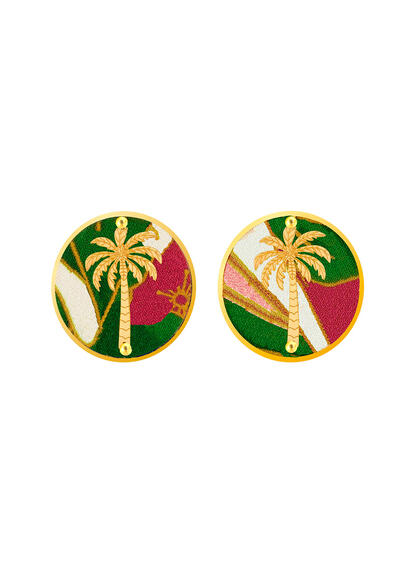 Orecchini Palma Clips Tondo Verde - Lebole Maison