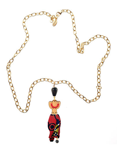 Africa Necklace Black Pagne - Lebole Maison