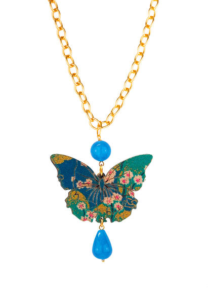 Collana Farfalla Seta Azzurro - Lebole Maison