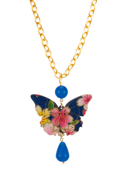 Collana Farfalla Seta Blu - Lebole Maison