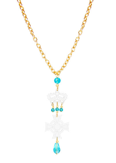 Plex Cross Necklace Large Transparent Blue - Lebole Maison