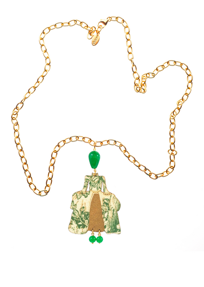 Collana Dama Toile De Jouy Verde - Lebole Maison
