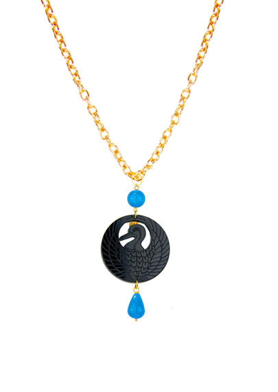 Collana Kamon Gru Plexi Nero Azzurro - Lebole Maison