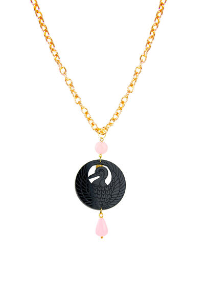 Collana Kamon Gru Plexi Nero Rosa - Lebole Maison