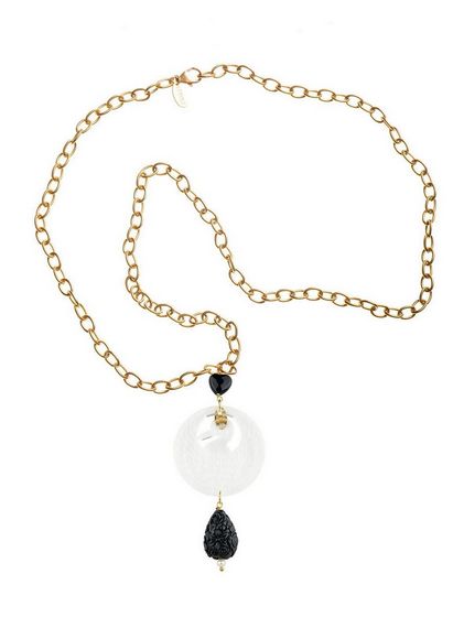 Black Plexi Crane Necklace - Lebole Maison