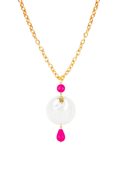 Collana Kamon Gru Plexi Trasparente Fucsia - Lebole Maison