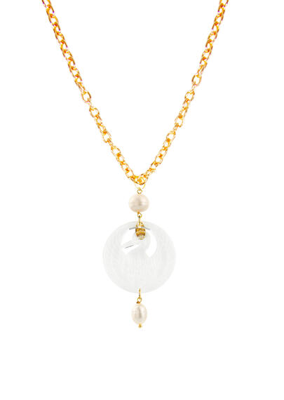 Collana Kamon Gru Plexi Trasparente Perla - Lebole Maison
