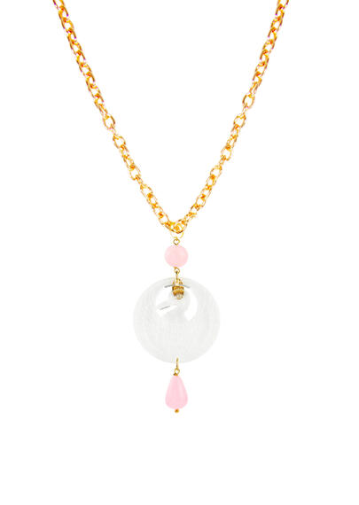 Collana Kamon Gru Plexi Trasparente Rosa - Lebole Maison