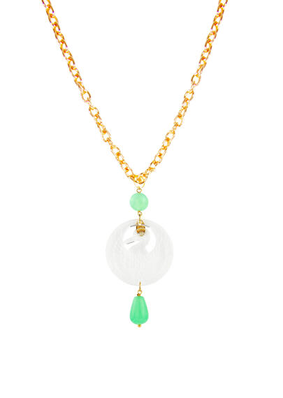 Collana Kamon Gru Plexi Trasparente Verde Giada - Lebole Maison