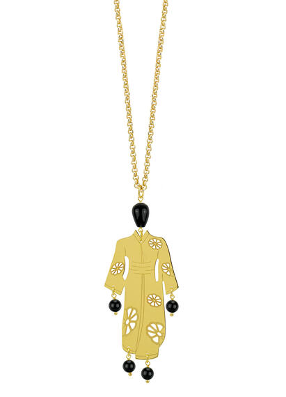 Collana Kimono Oro Grande Nero - Lebole Maison