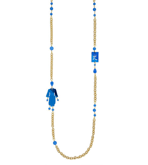Blue Plexi Kimono Necklace - Lebole Maison