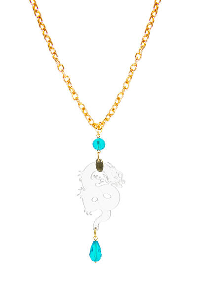 Collana Drago Plexi Trasparente Azzurro - Lebole Maison