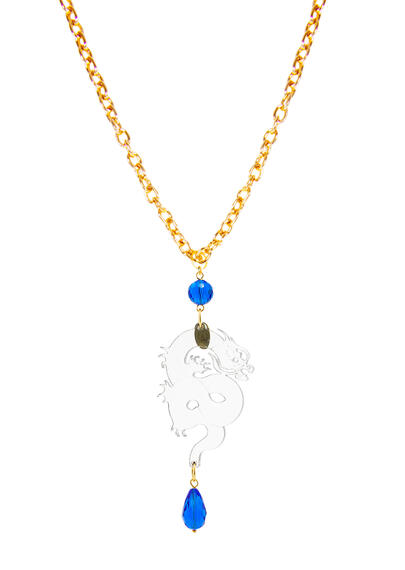 Collana Drago Plexi Trasparente Blu - Lebole Maison