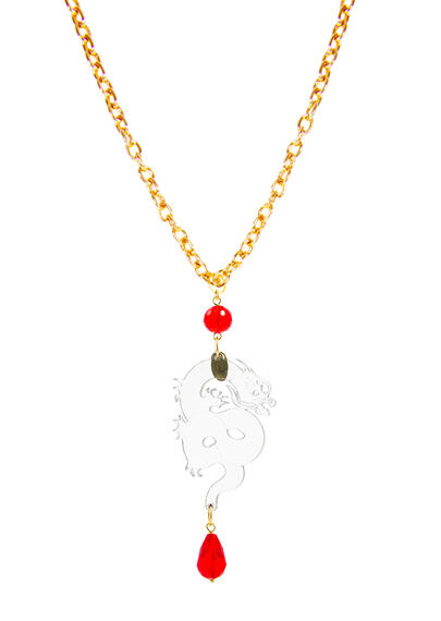 Collana Drago Plexi Trasparente Rubino - Lebole Maison