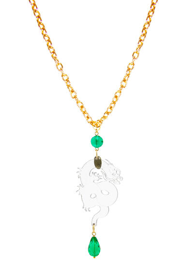 Collana Drago Plexi Trasparente Verde - Lebole Maison