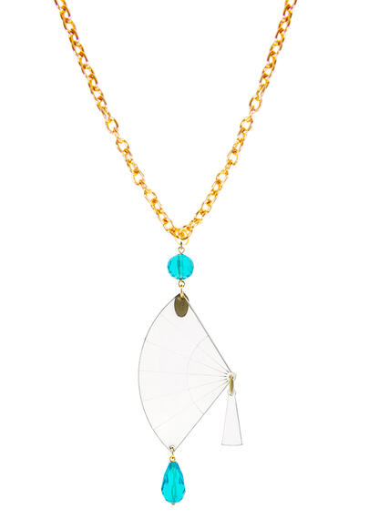 Collana Ventaglio Plexi Trasparente Azzurro - Lebole Maison