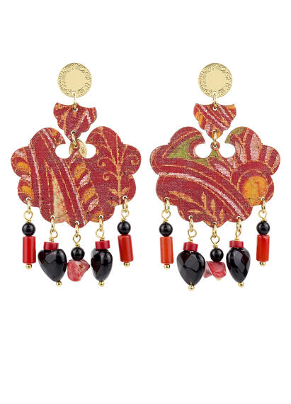 Large Ruby Flower Earrings - Lebole Maison