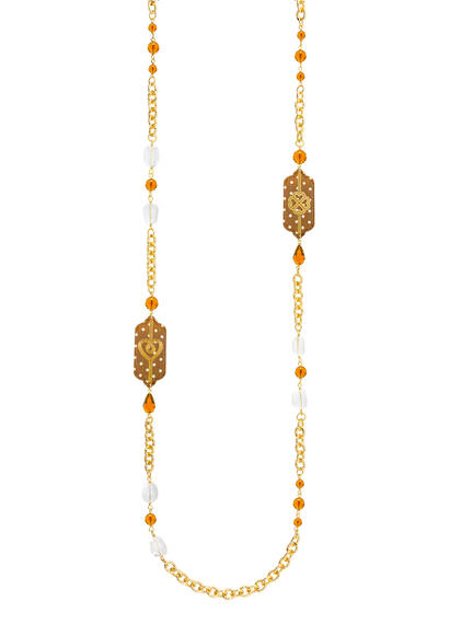 Collana Lunga Pois Cuore E Quadrifoglio Marrone - Lebole Maison