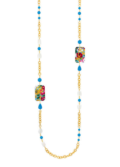 Collana Lebolina Viso E Quadrifoglio Azzurro - Lebole Maison