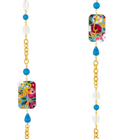 Collana Lebolina Viso E Quadrifoglio Azzurro - Lebole Maison