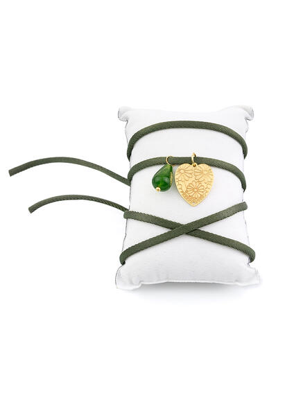 Bracciale Tessuto Cuore Verde - Lebole Maison
