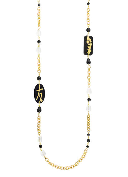 Collana Lebolina Kanji Amicizia Plexi Nero - Lebole Maison