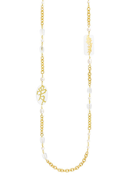 Collana Lebolina Kanji Amore Plexi Trasparente Perla - Lebole Maison