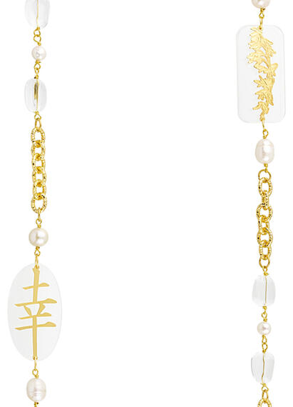 Collana Lebolina Kanji Fortuna Plexi Trasparente Perla - Lebole Maison