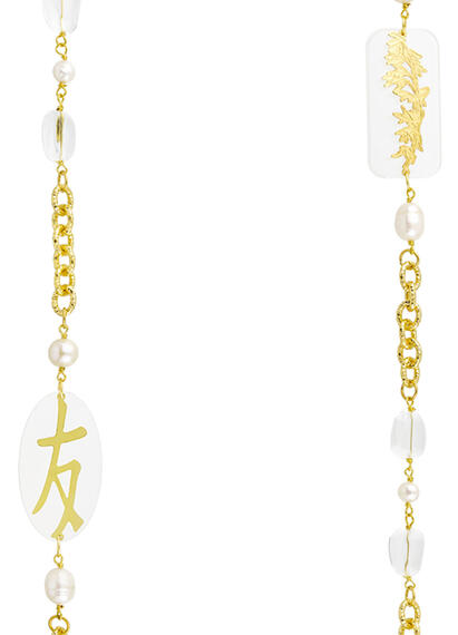 Collana Lebolina Kanji Amicizia Plexi Trasparente Perla - Lebole Maison