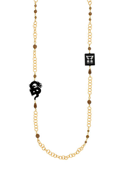 Collana Lebolina Drago Plexi Nero Marrone - Lebole Maison