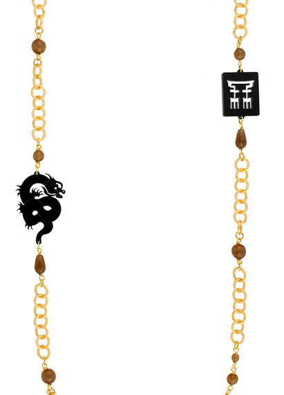 Collana Lebolina Drago Plexi Nero Marrone - Lebole Maison