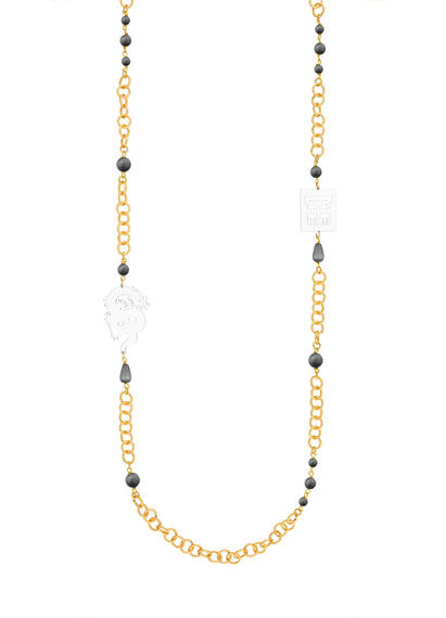 Collana Lebolina Drago Plexi Trasparente Grigio Scuro - Lebole Maison