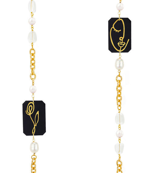 Collana Lebolina Viso E Fiore Plexi Nero Perla - Lebole Maison