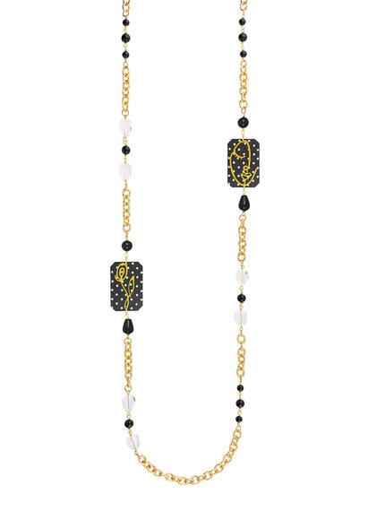Collana Lebolina Viso E Fiore Pois Nero - Lebole Maison