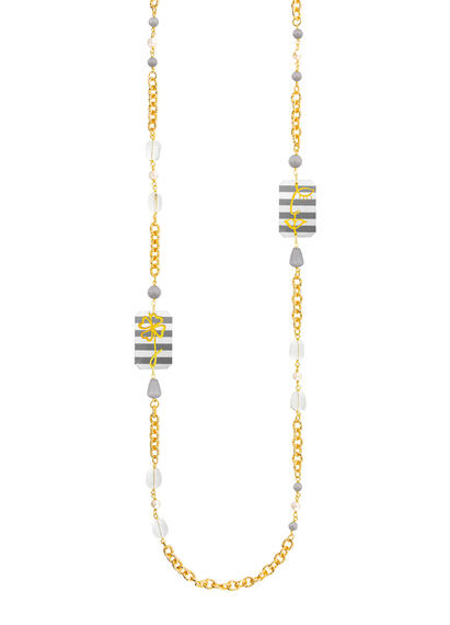 Collana Lebolina Viso E Quadrifoglio Righe Grigio - Lebole Maison