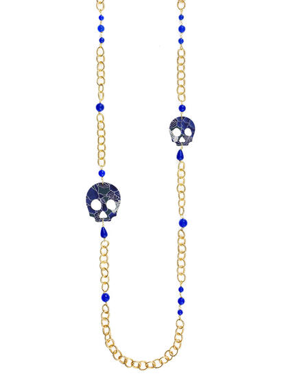 Lebolin Necklace Blue Skull - Lebole Maison