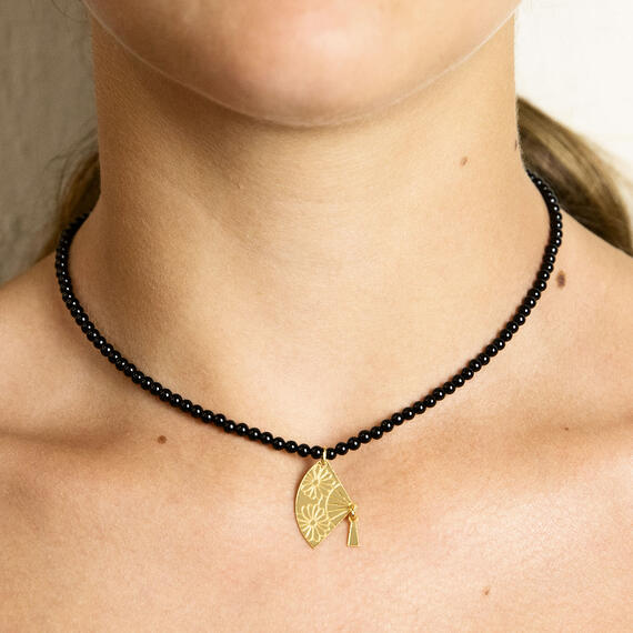 Collana Girocollo Ventaglio Pietre Nero - Lebole Maison