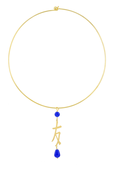Collana Rigida Kanji Amicizia Oro Blu - Lebole Maison