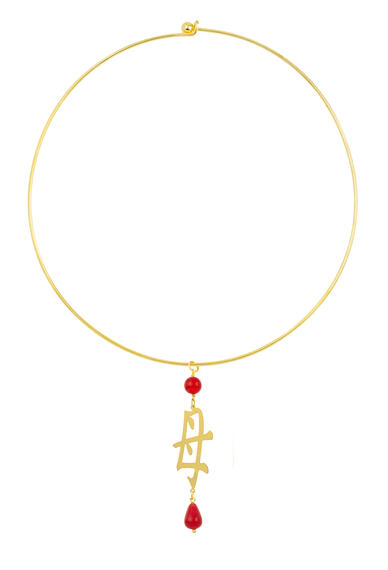 Collana Rigida Kanji Mamma Oro Rubino - Lebole Maison