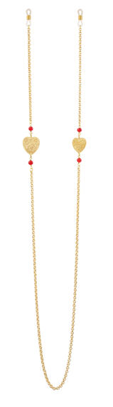 Catena Per Occhiali Cuore Ottone Rubino - Lebole Maison