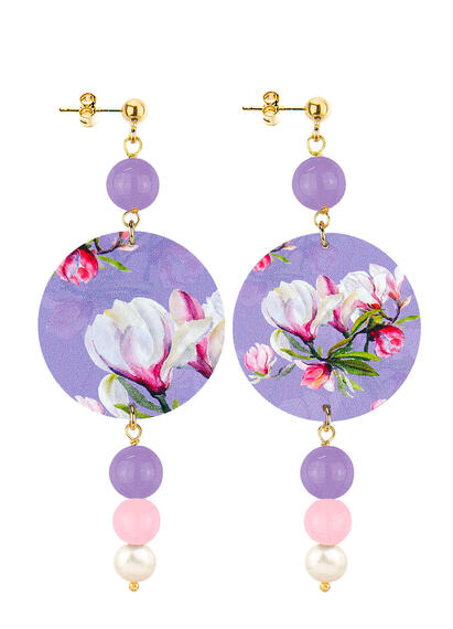 Orecchini Fiore Bianco Lilla Rosa Perla - Lebole Maison