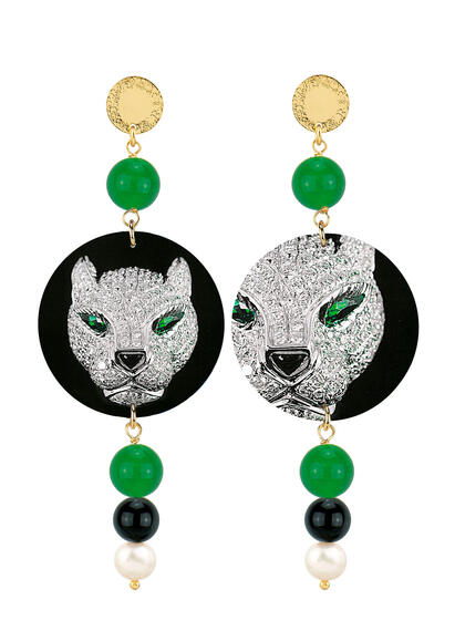 Orecchini Puma Gioiello Verde Nero E Perla - Lebole Maison