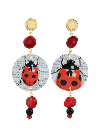 Orecchini Coccinella Rubino Nero - Lebole Maison